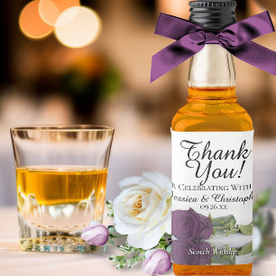 Plum Paars Reflecterende Roos Wedding Bedankt Mini Likeurfles Etiket