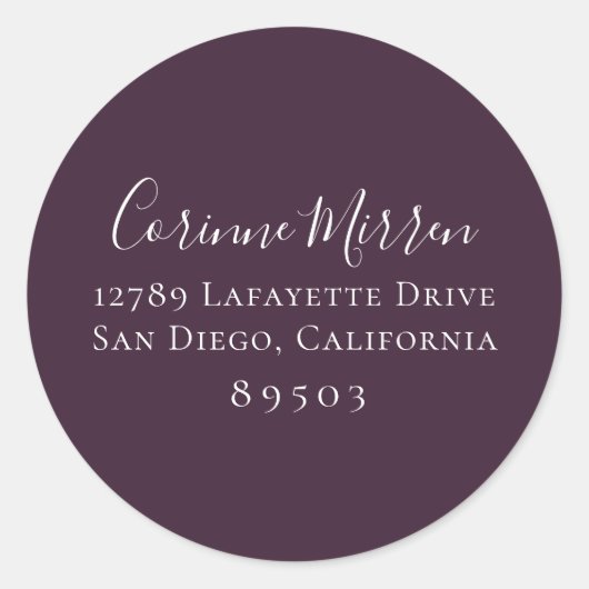 Plum Paars Return Address Sticker (Voorkant)