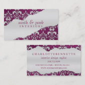 Plum Paars Ripped Damask Interior Design Visitekaartje (Voorkant / Achterkant)