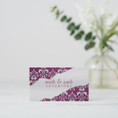 Plum Paars Ripped Damask Interior Design Visitekaartje (Staand voorkant)