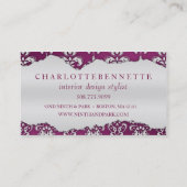 Plum Paars Ripped Damask Interior Design Visitekaartje (Achterkant)