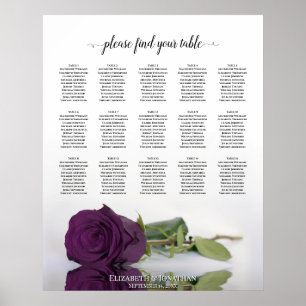 Plum Paars Roos 15 Table Wedding Seating Chart Poster