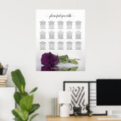 Plum Paars Roos 15 Table Wedding Seating Chart Poster (Thuiskantoor)