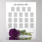 Plum Paars Roos 19 Table Wedding Seating Chart Poster (Voorkant)