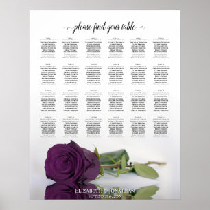 Plum Paars Roos 24 Table Wedding Seating Chart Poster