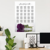 Plum Paars Roos 25 Table Wedding Seating Chart Poster (Thuiskantoor)