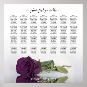 Plum Paars Roos 28 Table Wedding Seating Chart Poster