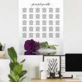 Plum Paars Roos 30 Table Wedding Seating Chart Poster (Thuiskantoor)