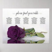 Plum Paars Roos 5 Table Wedding Seding Chart Poster (Voorkant)