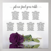 Plum Paars Roos 7 Table Wedding Seding Chart Poster (Voorkant)