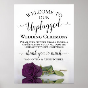 Plum Paars Roos Chic Unplugged Wedding Ceremony Poster