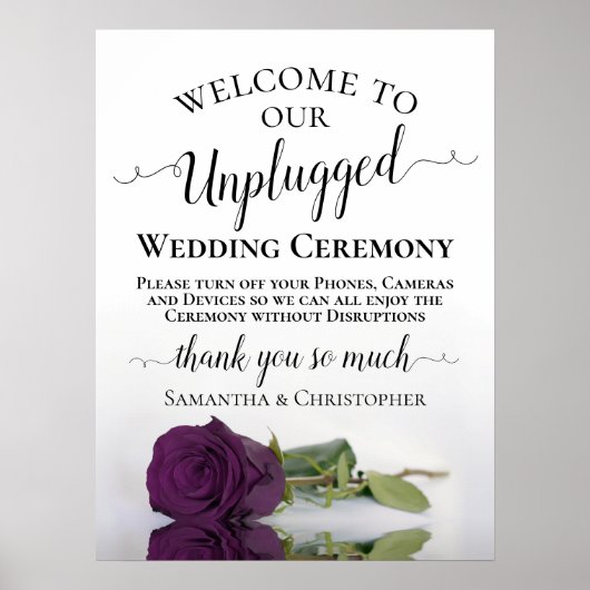 Plum Paars Roos Chic Unplugged Wedding Ceremony Poster (Voorkant)