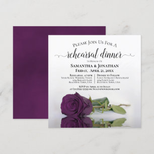 Plum Paars Roos Elegant Wedding Rehearsal Dinner Kaart