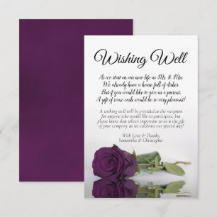 Plum Paars Roos Elegant Wedding Wishing Well Poem Informatiekaartje