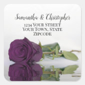Plum Paars Roos Return Address Envelope Seal Vierkante Sticker (Voorkant)