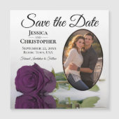 Plum Paars Roos sparen de Datum Oval Foto Magnet (Voorkant)