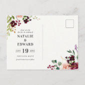 Plum paars, roze, burgundy + gig bruiloft briefkaart (Achterkant)