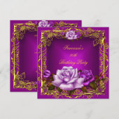 Plum Paars roze Roses Gold Elegant Birthday 5b Kaart (Voorkant / Achterkant)