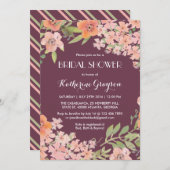 Plum Paars Rustic Flower Bridal Shower Invitation Kaart (Voorkant / Achterkant)