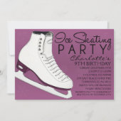 Plum Paars Schaats Mates Ice Skating Birthday Part Kaart (Voorkant)