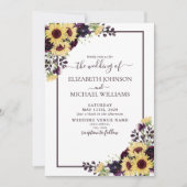 Plum Paars Sunflower Waterverf Foto Weddenschap Kaart (Voorkant)