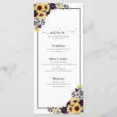 Plum Paars Sunflower Waterverf Wedding Menu (Voorkant)