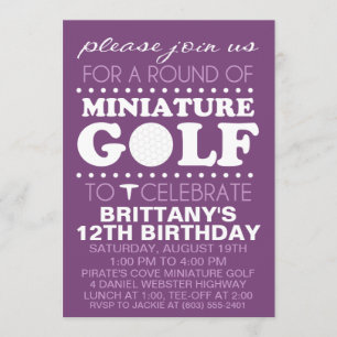 Plum Paars T-shirt Time Miniature Golf Birthday Pa Kaart