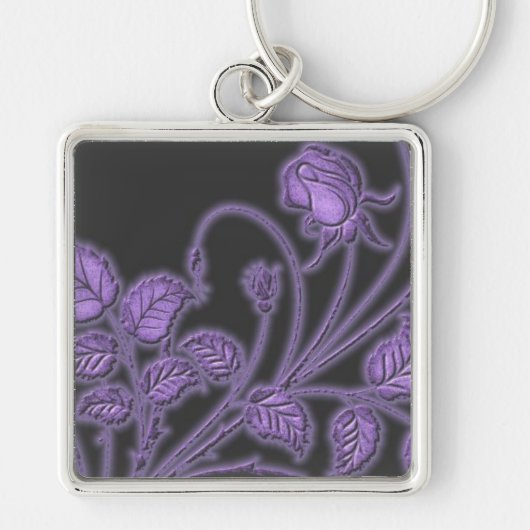 Plum Paars Vines Floral Sleutelhanger (Voorkant)