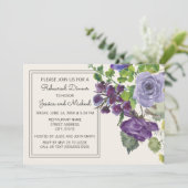 Plum Paars Waterverf Floral Ivory Rehearal Kaart (Staand voorkant)