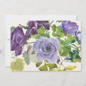 Plum Paars Waterverf Floral Ivory Rehearal Kaart (Achterkant)
