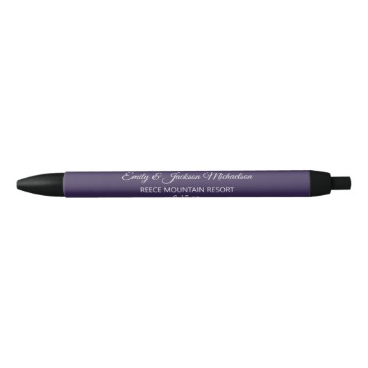 Plum Paars Wedding Bride Groom Guest Gift Zwarte Inkt Pen (Voorkant)