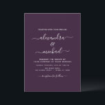 Plum Paars Wedding Modern Typography Invitation Kaart<br><div class="desc">Plum Paars Wedding Spring of Summer Wedding Invitations - omvat mooie en elegante scripttypografie met een moderne,  eenvoudige en klassieke kleur voor de speciale dag van de bruiloft.</div>
