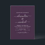 Plum Paars Wedding Modern Typography Invitation Kaart<br><div class="desc">Plum Paars Wedding Spring of Summer Wedding Invitations - omvat mooie en elegante scripttypografie met een moderne,  eenvoudige en klassieke kleur voor de speciale dag van de bruiloft.</div>