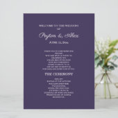 Plum Paars Wedding Programme Double Sided Programmakaart (Staand voorkant)
