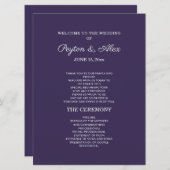 Plum Paars Wedding Programme Double Sided Programmakaart (Voorkant / Achterkant)