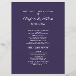 Plum Paars Wedding Programme Double Sided Programmakaart