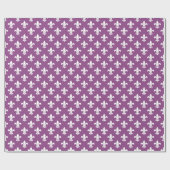 Plum Paars, White Fleur de Lis Pattern Cadeaupapier (Vlak)
