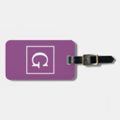 Plum Paars White Framed Initiaal Monogram Bagagelabel (Voorkant horizontaal)