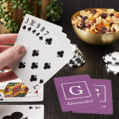 Plum Paars White Framed Initiaal Monogram Pokerkaarten (Insitu)