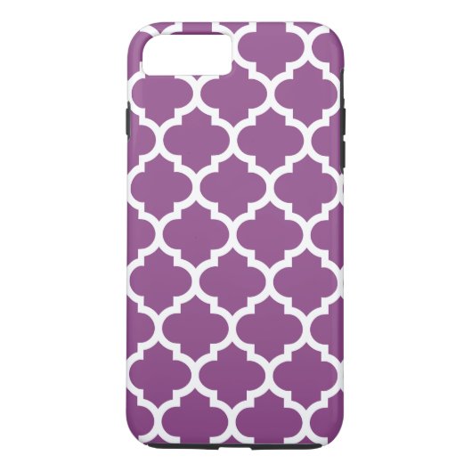 Plum Paars White Moroccan Quatrefoil Pattern #5 Case-Mate iPhone Case (Achterkant)