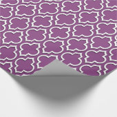 Plum Paars White XL Moroccan Quatrefoil #7DS Cadeaupapier (Hoek)