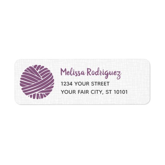 Plum Paars Yarn Ball Return Address Labels (Voorkant)