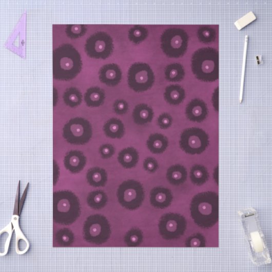 Plum Paarse Abstracte Cirkels Stippen Decoupage Tissuepapier (Craft)