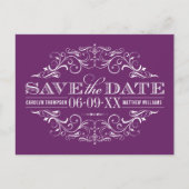 Plum Paarse Bloei Trouwen Save the Date Aankondigingskaart (Voorkant)