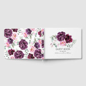 Plum Paarse Bloemen Boeket Waterverf Bruiloft Gastenboek (Volledig)