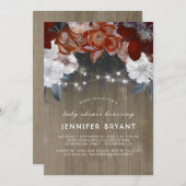 Plum Paarse Bloemen Lichten Rustiek Baby shower Kaart (Voorkant / Achterkant)