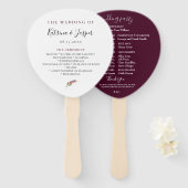 Plum Paarse Bloemen Trouwprogramma Hand Fans Handwaaier (Voorkant en achterkant)