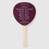 Plum Paarse Bloemen Trouwprogramma Hand Fans Handwaaier (Achterkant)
