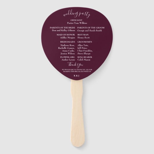 Plum Paarse Bloemen Trouwprogramma Hand Fans Handwaaier (Achterkant)