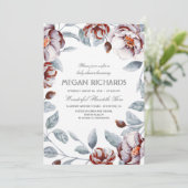 Plum Paarse Bloemen Waterverf Boho Baby shower Kaart (Staand voorkant)